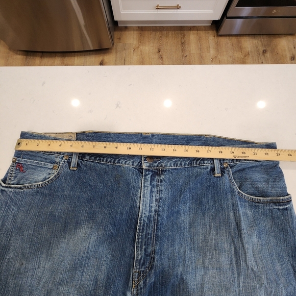 Vintage Polo Ralph Lauren Jeans Mens 46x32 Blue Big Medium Wash Straight Leg - Picture 11 of 16